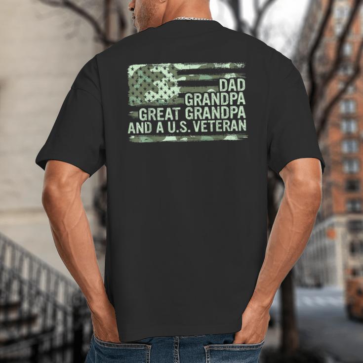 Dad Grandpa Great Grandpa Veteran Fathers Day Great Grandpa Big And Tall Men's T-Shirt Back Print
