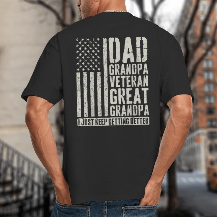 Dad Grandpa Veteran Great Grandpa Big And Tall Men's T-Shirt Back Print