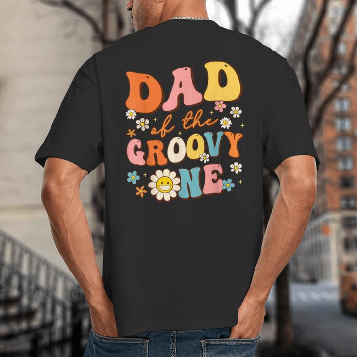 Dad Of The Groovy One 1st Birthday Pregnancy Announcement Big And Tall Men's T-Shirt Back Print