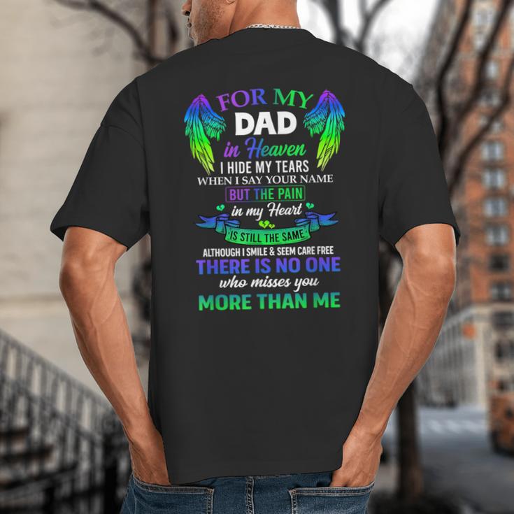 For My Dad In Heaven Touching Tribute For Passed Away Father Big And Tall Men's T-Shirt Back Print