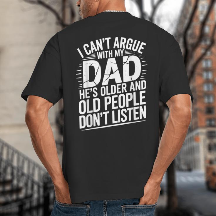 Dad Jokes Can't Argue With My Dad He's Old Retro Humor Big And Tall Men's T-Shirt Back Print