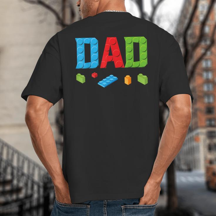 Dad Master Builder Building Bricks Blocks Family Set Parents Small Big And Tall Men's T-Shirt Back Print Dad Master Builder Building Bricks Blocks Family Set Parents Small Big And Tall Men's T-Shirt Back Print