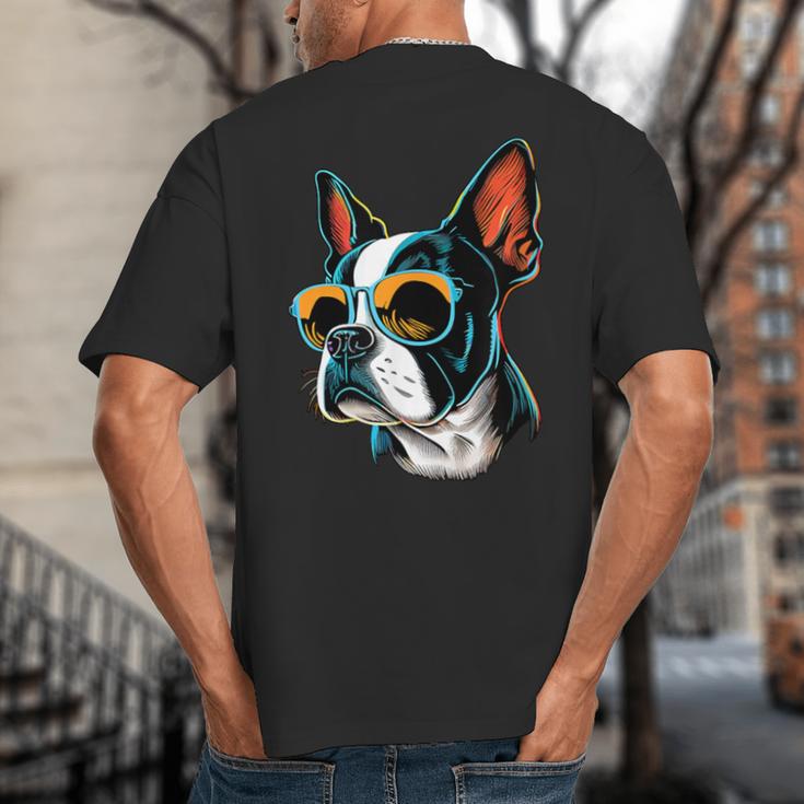 Dad Mom Cool Dog Sunglasses Boston Terrier Big And Tall Men's T-Shirt Back Print