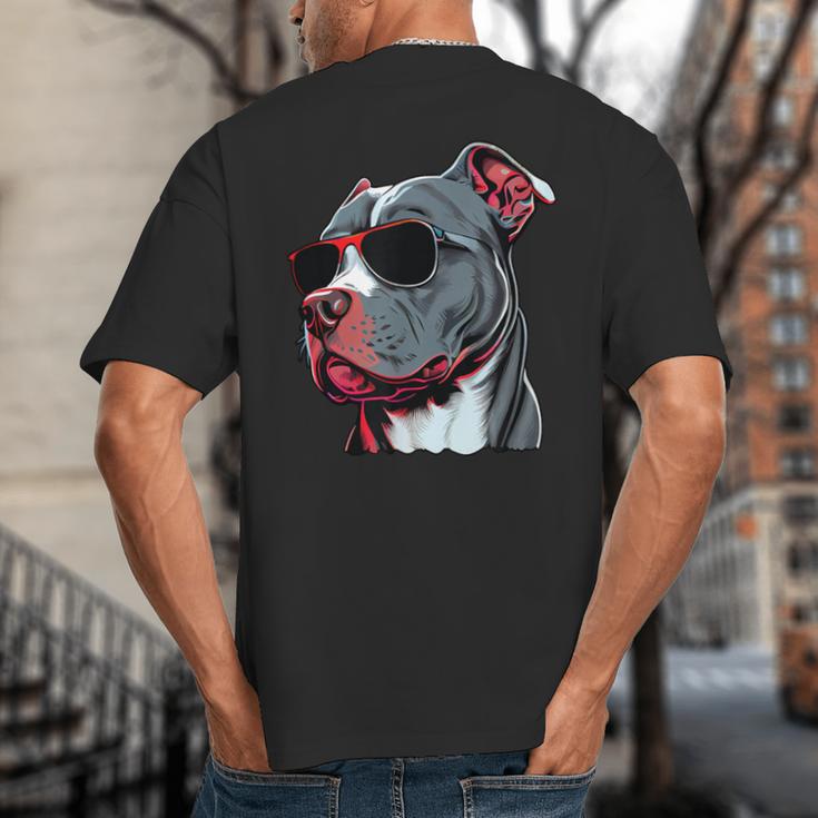 Dad Mom Cool Dog Sunglasses Pitbull Big And Tall Men's T-Shirt Back Print