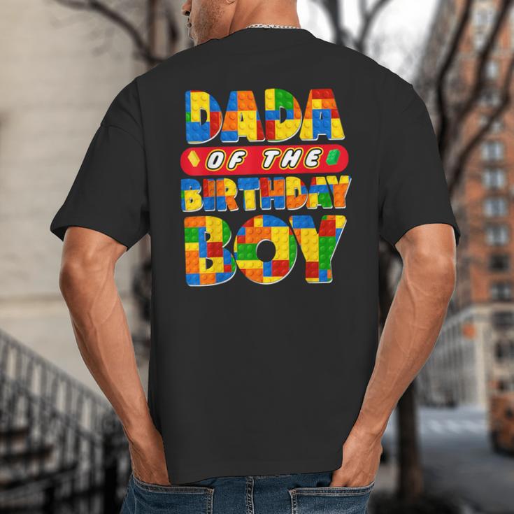 Dad And Mom Dada Birthday Boy Building Bricks Family Party Big And Tall Men's T-Shirt Back Print Dad And Mom Dada Birthday Boy Building Bricks Family Party Big And Tall Men's T-Shirt Back Print