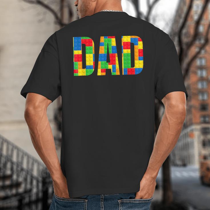Dad Parent Brick Master Builder Building Blocks Set FamilyBig And Tall Men's T-Shirt Back Print Dad Parent Brick Master Builder Building Blocks Set FamilyBig And Tall Men's T-Shirt Back Print