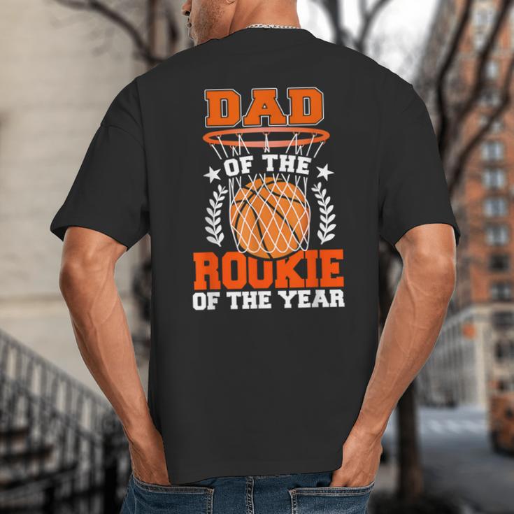 Dad Of Rookie 1st Basketball Bday Theme Matching Big And Tall Men's T-Shirt Back Print