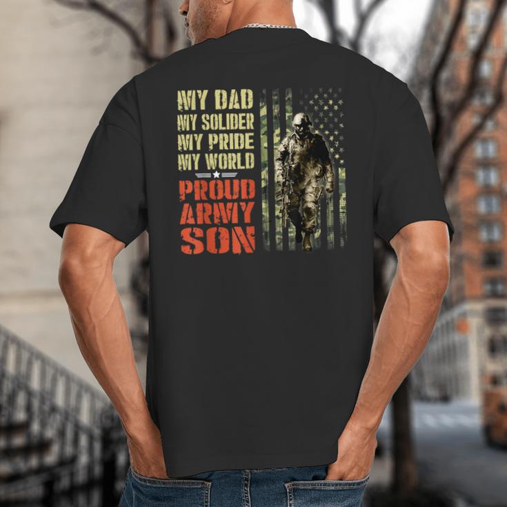 My Dad Is A Soldier Hero Proud Army Son US Military Big And Tall Men's T-Shirt Back Print