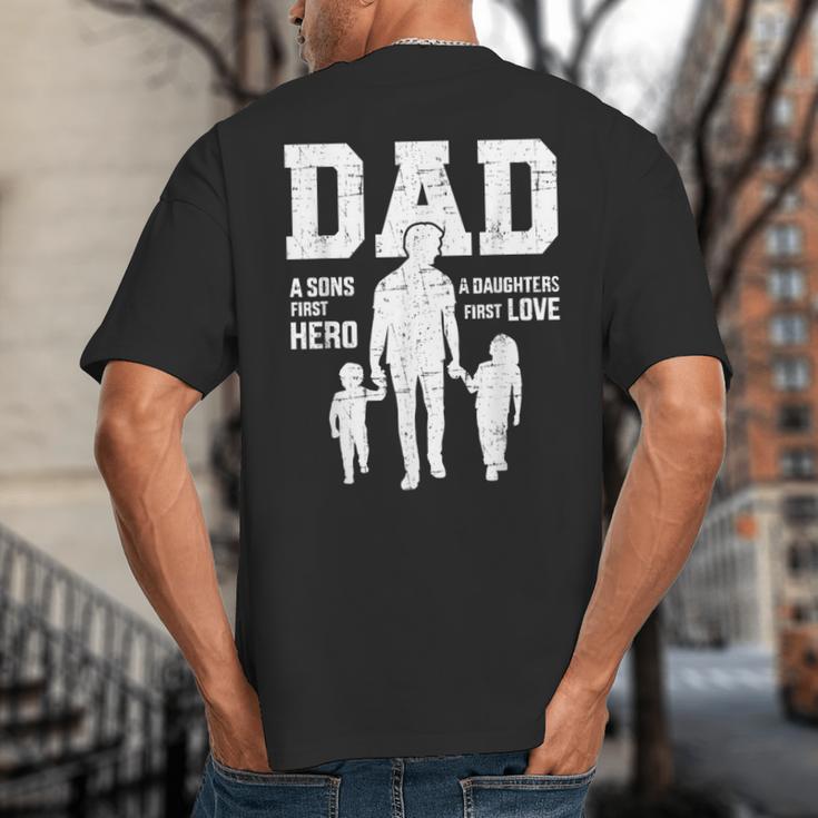 Dad Sons First Hero Daughter Love For Father's Day Big And Tall Men's T-Shirt Back Print