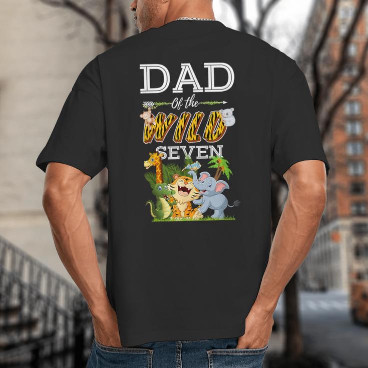 Dad Of The Wild Seven Animal Safari 7th Birthday Party Big And Tall Men's T-Shirt Back Print