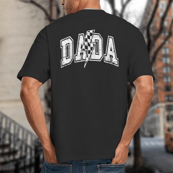 Dada Lightning Bolt Checkered Varsity Dad Men Father's Day Big And Tall Men's T-Shirt Back Print