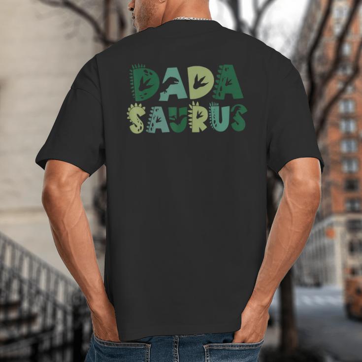 Dada Saurus Dad Dinosaur Three Rex Birthday Boy Girl Family Big And Tall Men's T-Shirt Back Print Dada Saurus Dad Dinosaur Three Rex Birthday Boy Girl Family Big And Tall Men's T-Shirt Back Print