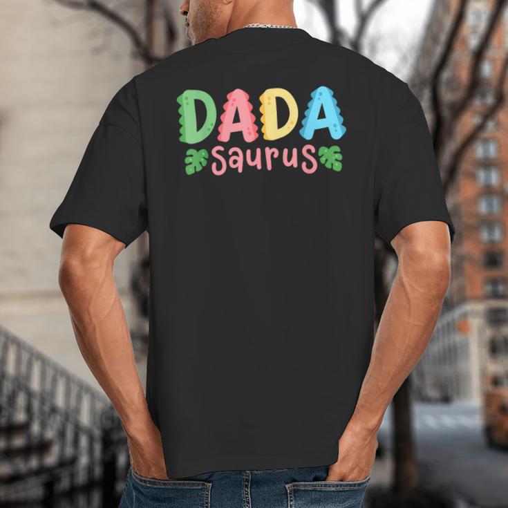 Dada Saurus Kids Dinosaur Birthday Party Family Matching Big And Tall Men's T-Shirt Back Print
