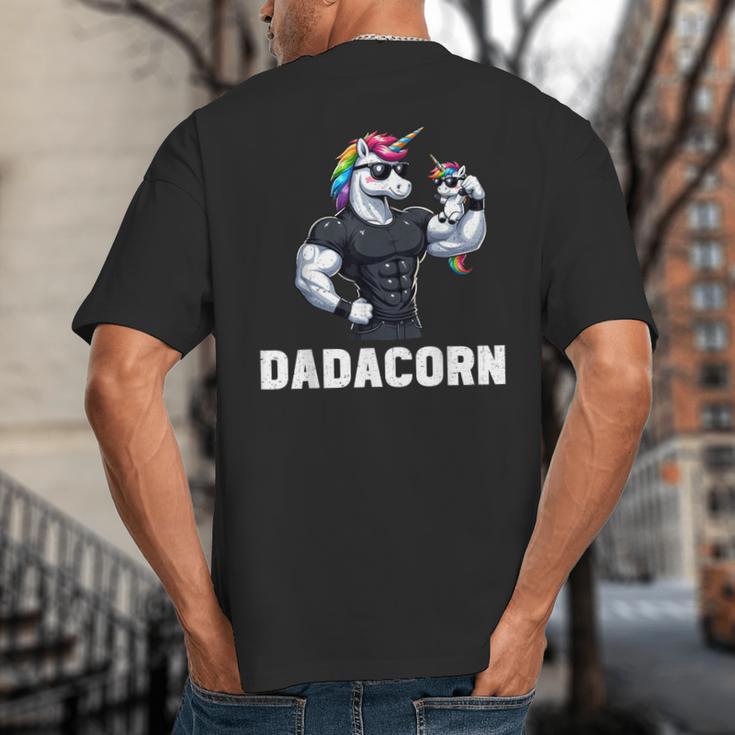 Dadacorn Unicorn Dad Papa Father's Day Daughter Big And Tall Men's T-Shirt Back Print