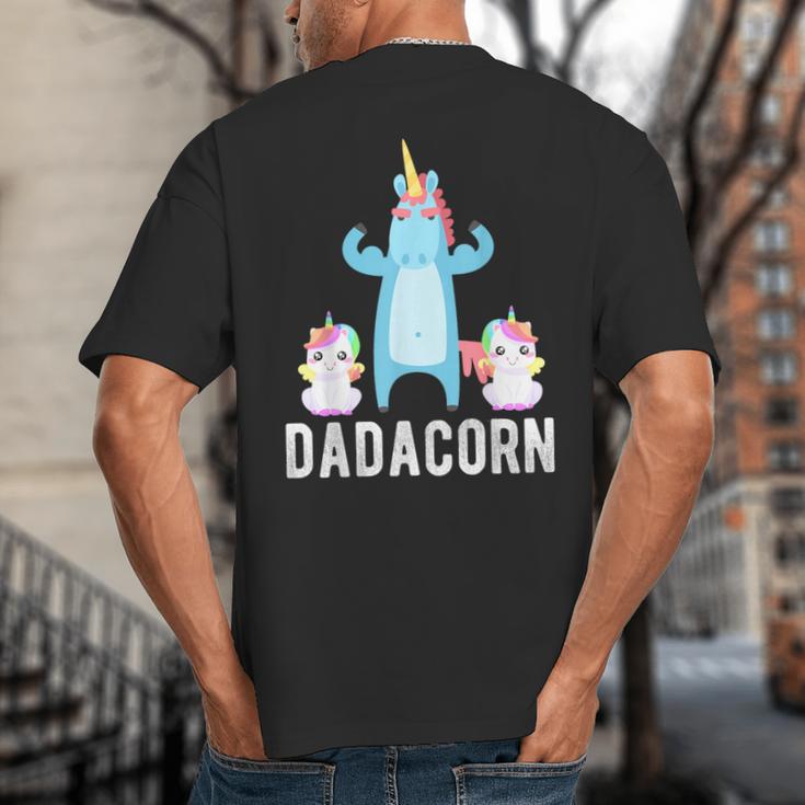 Dadacorn Unicorn Lover Tee For Papa Dad And Kid Big And Tall Men's T-Shirt Back Print