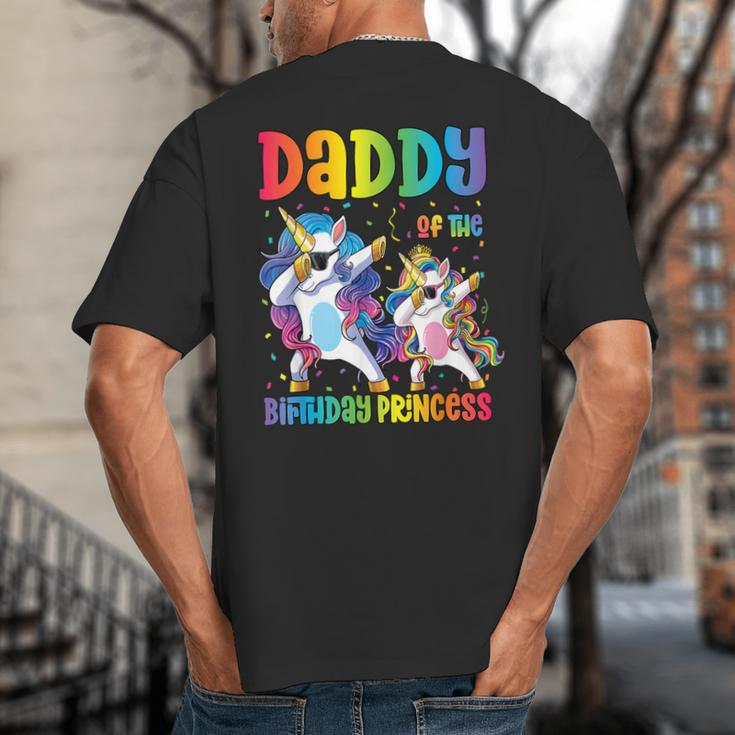 Daddy Of The Birthday Girl Dabbing Princess Unicorn Dad Big And Tall Men's T-Shirt Back Print