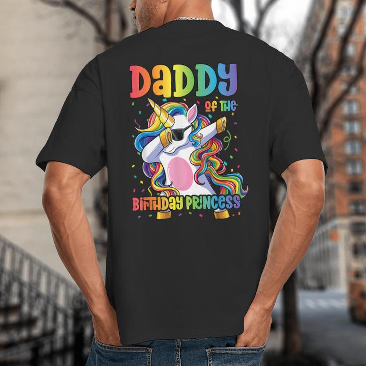 Daddy Of The Birthday Princess Girl Dabbing Unicorn Dad Big And Tall Men's T-Shirt Back Print