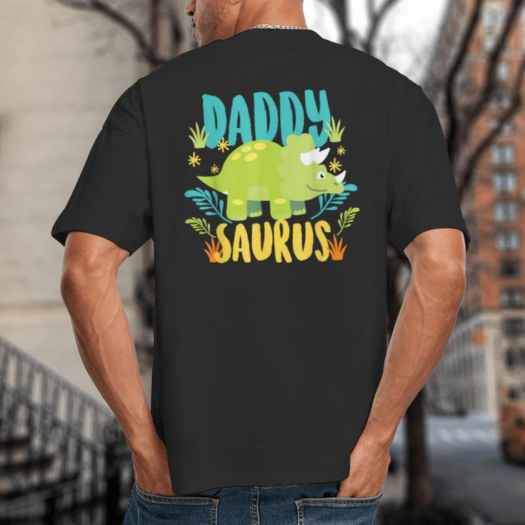 Daddy Dad Saurus Rex Dinosaur Dino For Father Big And Tall Men's T-Shirt Back Print