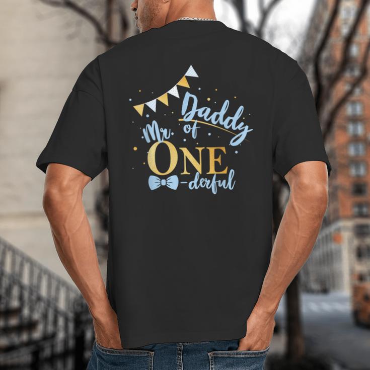Daddy Of Mr One-Derful Party Blue-Gold Dad Boy 1st Birthday Big And Tall Men's T-Shirt Back Print