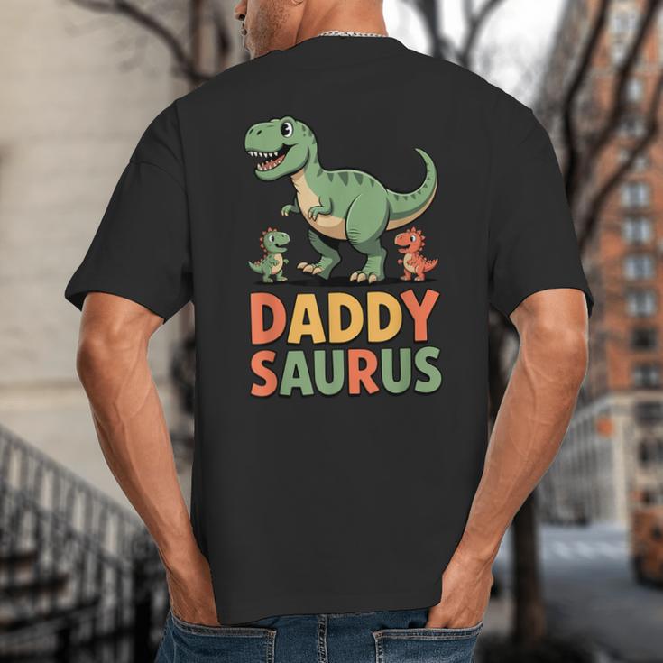 Daddy Saurus Dinosaur Dad Of Two Kids Dino Family Big And Tall Men's T-Shirt Back Print Daddy Saurus Dinosaur Dad Of Two Kids Dino Family Big And Tall Men's T-Shirt Back Print