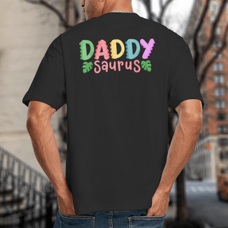Daddy Saurus Kids Dinosaur Birthday Party Family Matching Big And Tall Men's T-Shirt Back Print