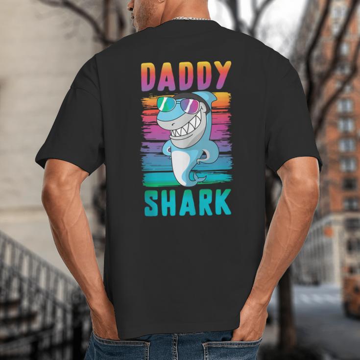 Daddy Shark Retro Vintage Dad Big And Tall Men's T-Shirt Back Print