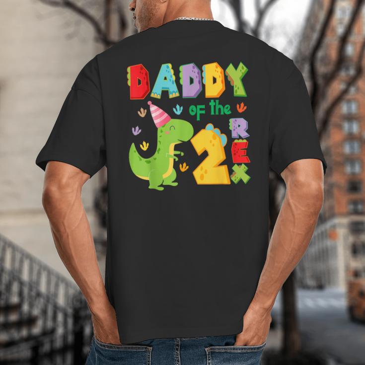 Daddy Of The Two Rex 2Nd Birthday Boy Dinosaur T-Rex Big And Tall Men's T-Shirt Back Print