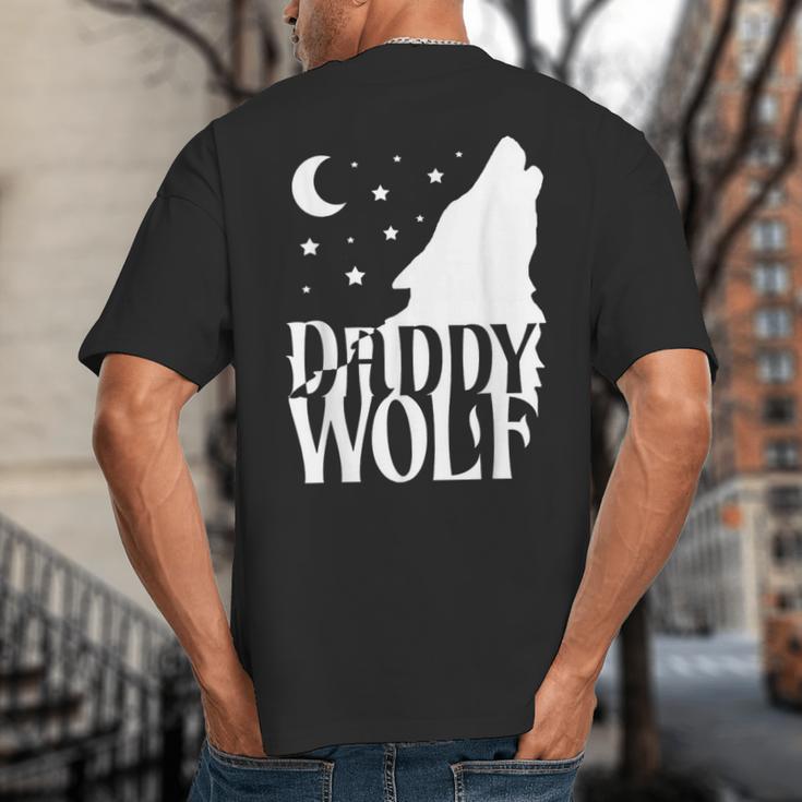 Daddy Wolf Matching Family Tribe Wolves Moon Big And Tall Men's T-Shirt Back Print