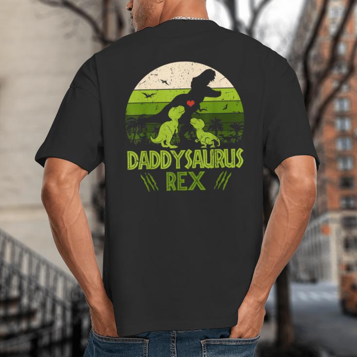 Daddysaurus Rex 2 Kids Sunset Tshirt For Fathers Day Big And Tall Men's T-Shirt Back Print Daddysaurus Rex 2 Kids Sunset Tshirt For Fathers Day Big And Tall Men's T-Shirt Back Print