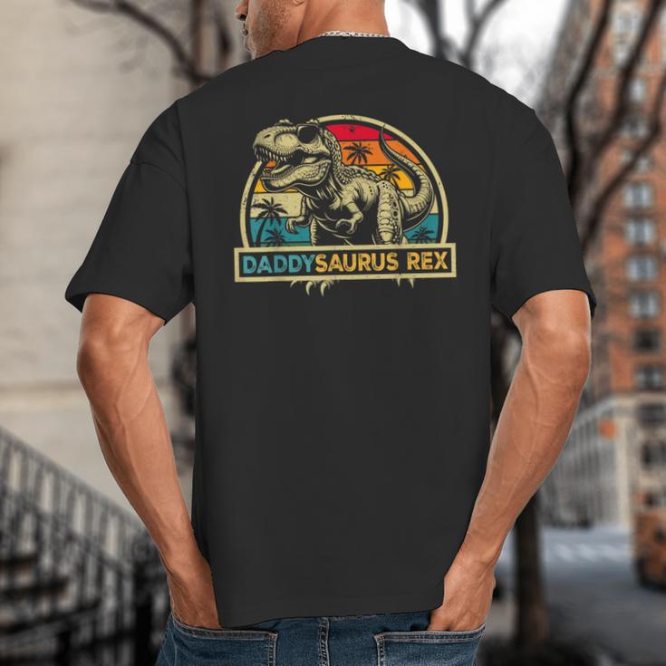 Daddysaurus Rex Dinosaur Daddy Saurus Rex Family Matching Big And Tall Men's T-Shirt Back Print
