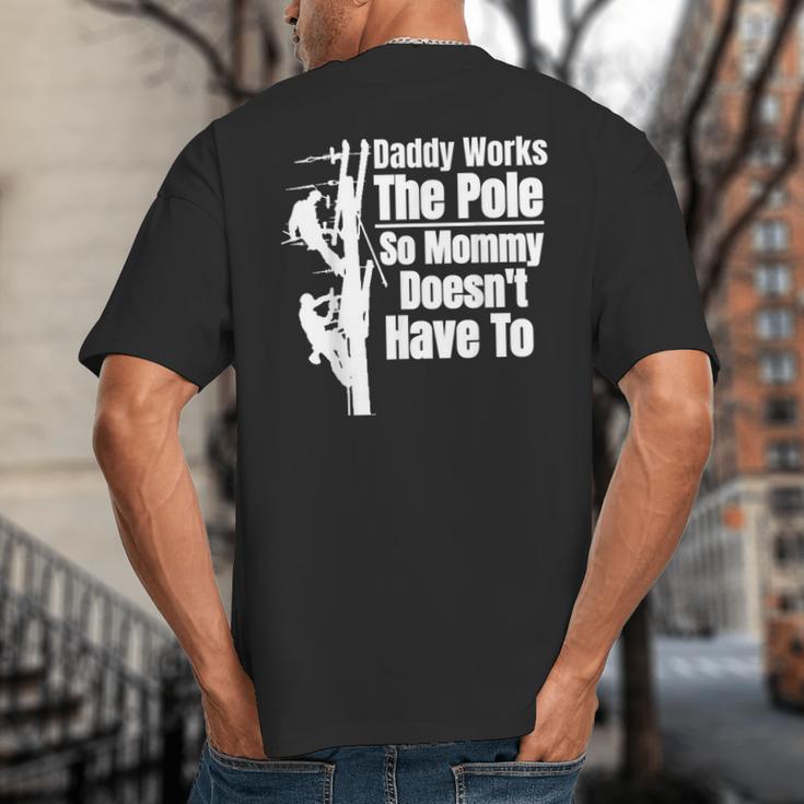 Dads Electrical Lineman Gear Husband & Lineman Wife Big And Tall Men's T-Shirt Back Print