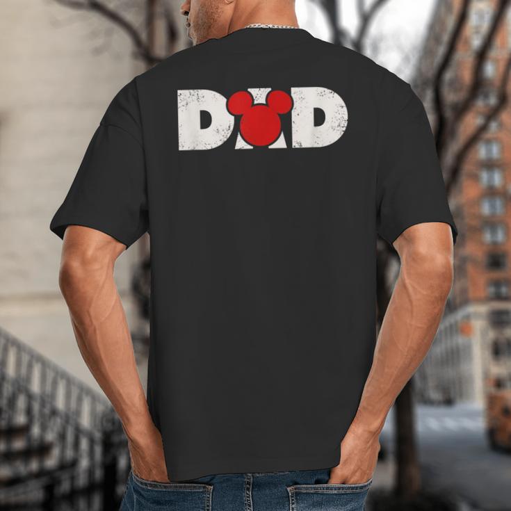 Disney Mickey And Friends Dad Mickey Distressed Text Logo Big And Tall Men's T-Shirt Back Print