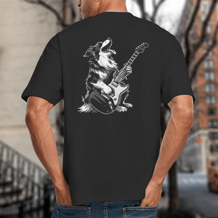 Dog Guitarist Guitar Australian Shepherd Dad Mom Big And Tall Men's T-Shirt Back Print