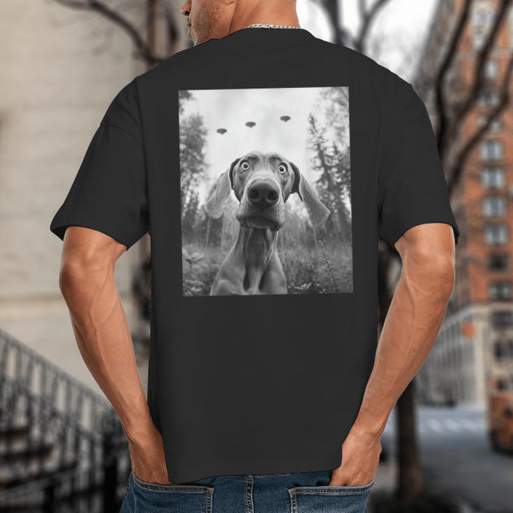 Dog Mom Dad Alien Selfie Weimaraner UFO For Men Women Big And Tall Men's T-Shirt Back Print