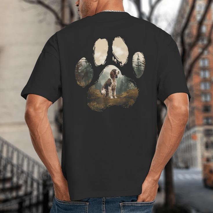 English Springer Spaniel Mountain Paw Dog Mom Dad Big And Tall Men's T-Shirt Back Print
