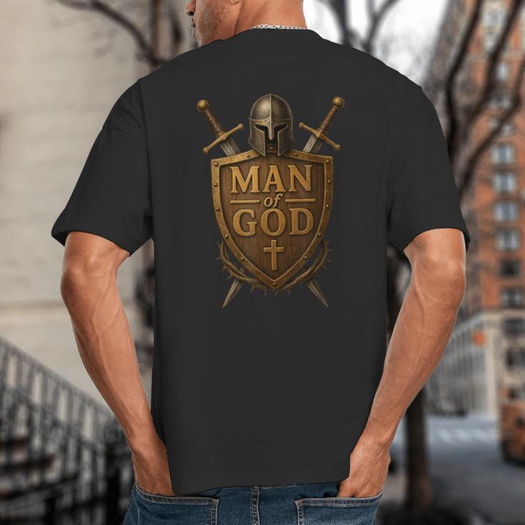 Faithful Warrior Man Of God Christian Men Knight Armor Dad Big And Tall Men's T-Shirt Back Print