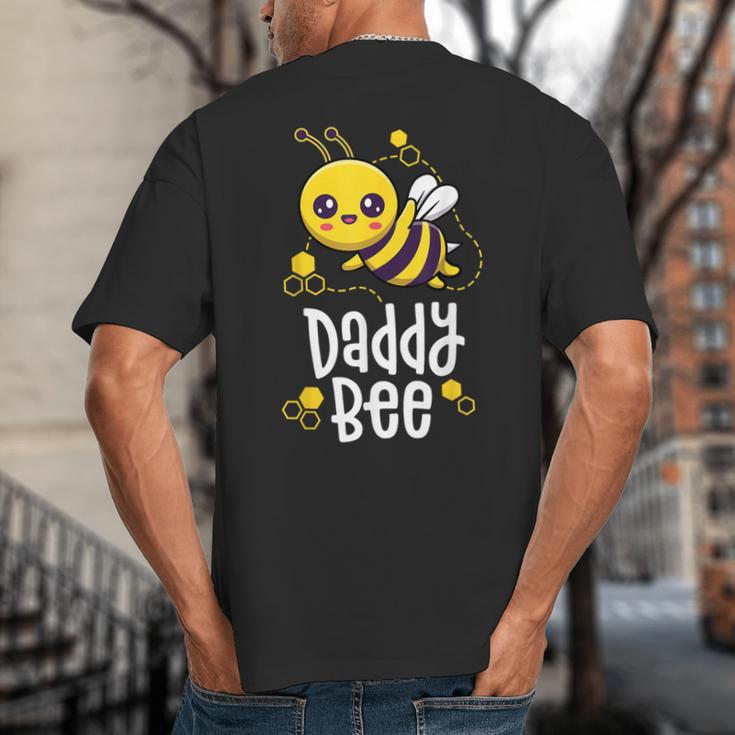 Family Bee Shirts Dad Daddy First Bee Day Outfit Birthday Big And Tall Men's T-Shirt Back Print