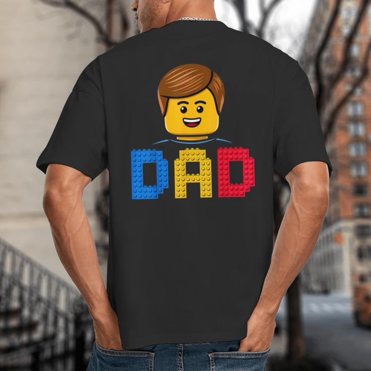 Family Dad Master Builder Building Bricks Blocks Fathers Day Big And Tall Men's T-Shirt Back Print