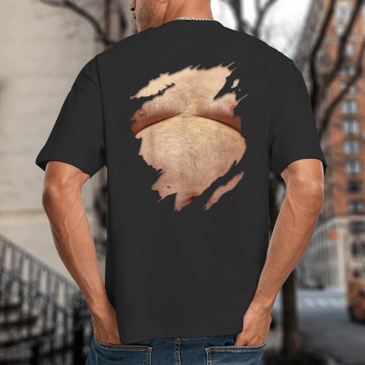 Fat Hairy Guy Big Stomach & Man Boobs Fat Dad BOD Big And Tall Men's T-Shirt Back Print