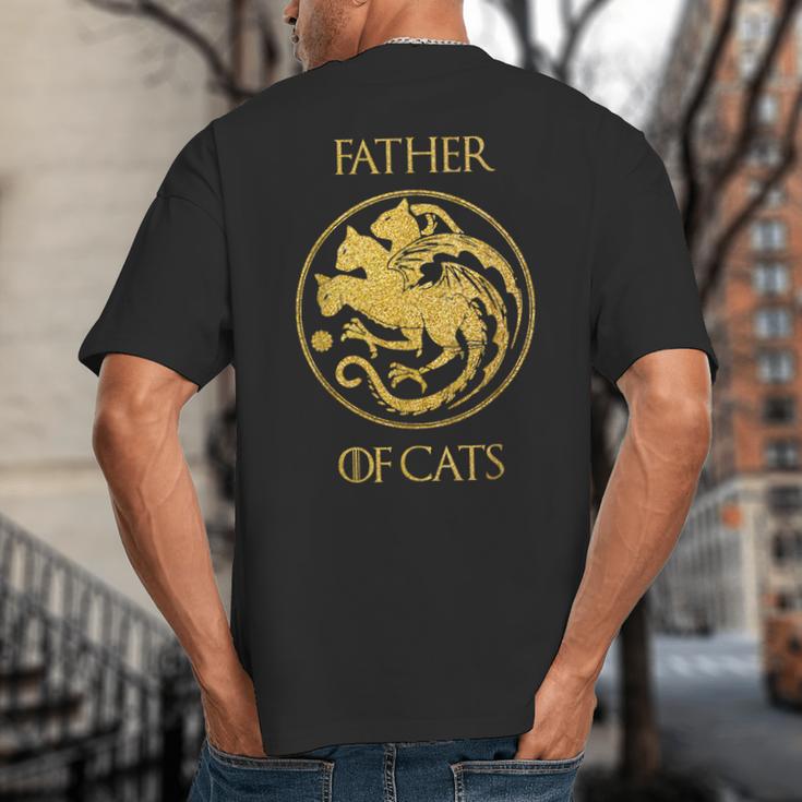 Father Of Cats Shirt Cat Dad Cat Daddy Big And Tall Men's T-Shirt Back Print