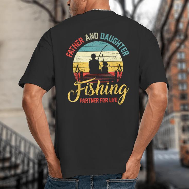 Father Daughter Fishing Partner For Life Retro Matching Dad Big And Tall Men's T-Shirt Back Print