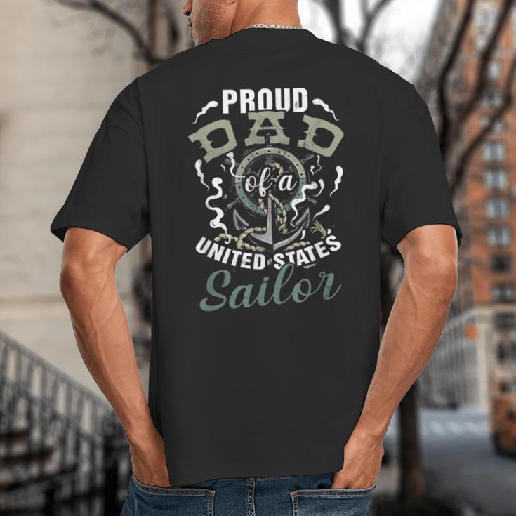 Fathers Day Proud Dad Of A United States Anchor Sailor Big And Tall Men's T-Shirt Back Print