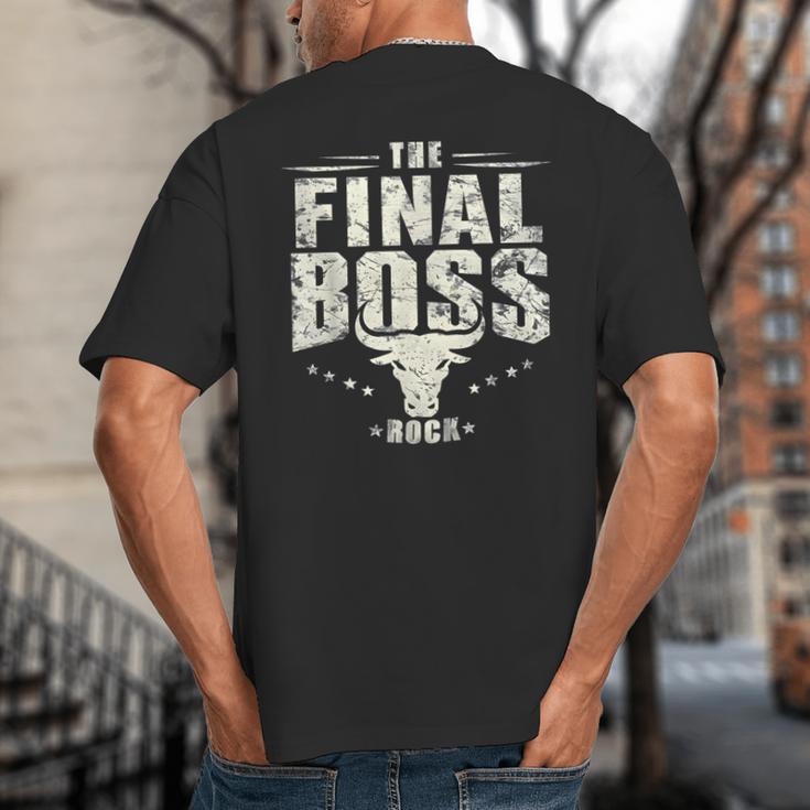 The Final Boss Vintage Rock Bull Fun Tee For Strong Dads Big And Tall Men's T-Shirt Back Print
