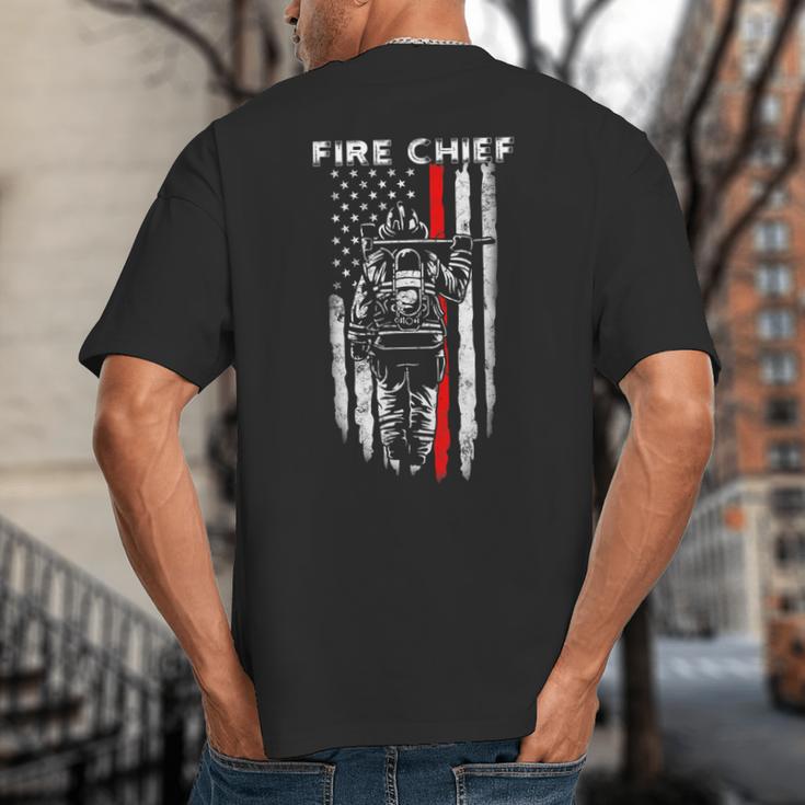Fire Chief American Flag Gifts For Fire Chief Dad Grandpa Big And Tall Men's T-Shirt Back Print Fire Chief American Flag Gifts For Fire Chief Dad Grandpa Big And Tall Men's T-Shirt Back Print