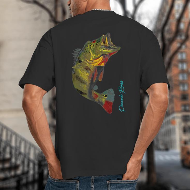 Fishing Shirts PEACOCK BASS Fishing Art Shirt For Dad Big And Tall Men's T-Shirt Back Print