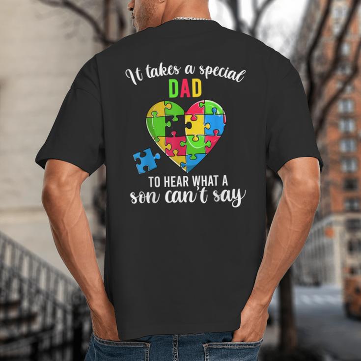 Fun Heart Puzzle Shirts Dad Autism Awareness Family Support Big And Tall Men's T-Shirt Back Print
