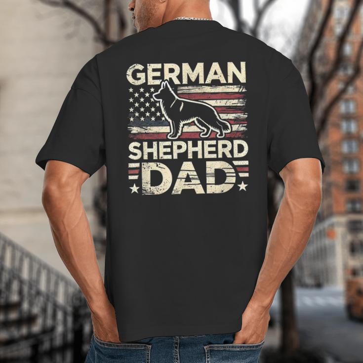 German Shepherd Dad Shirt American Flag German Shepherds Big And Tall Men's T-Shirt Back Print