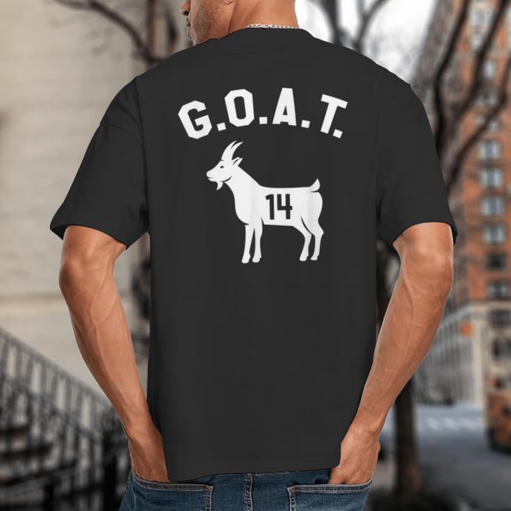GOAT Number 14 Greatest Of All Time Dad Joke Big And Tall Men's T-Shirt Back Print