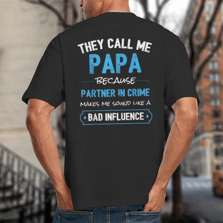 Grandpa Papa Partner In Crime Dad Big And Tall Men's T-Shirt Back Print