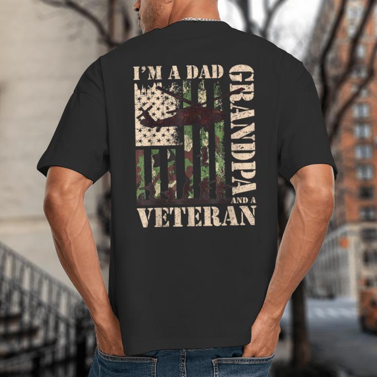 Grandpa Veteran Fathers Day Dad Veteran Camo American Flag Big And Tall Men's T-Shirt Back Print Grandpa Veteran Fathers Day Dad Veteran Camo American Flag Big And Tall Men's T-Shirt Back Print